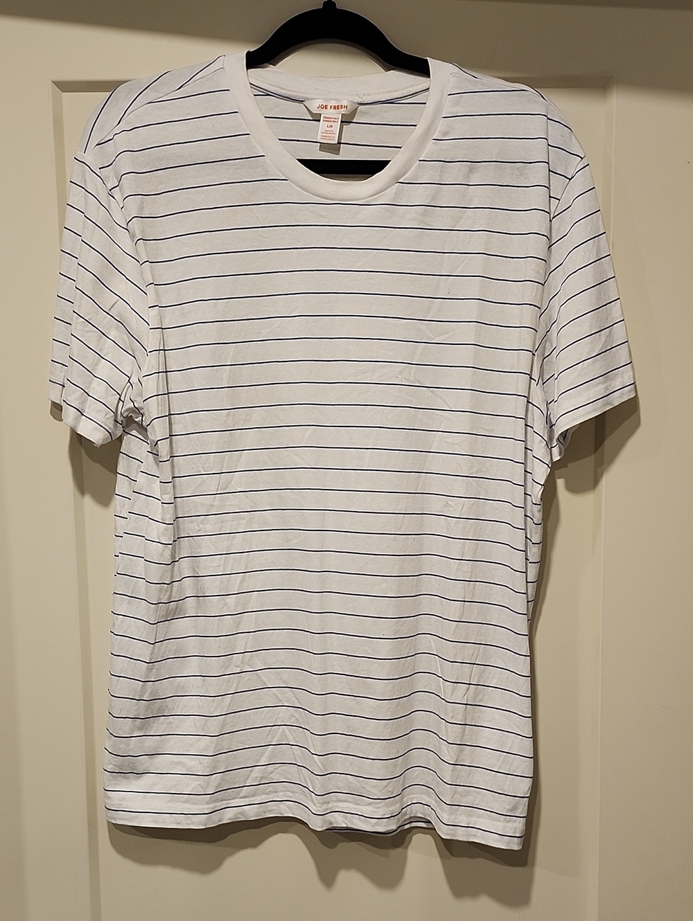 Joe Fresh Men's White Crewneck Stripe T-Shirt